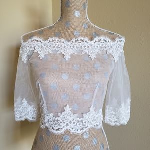 Bridal wedding sheer off shoulder top bolero coverup topper